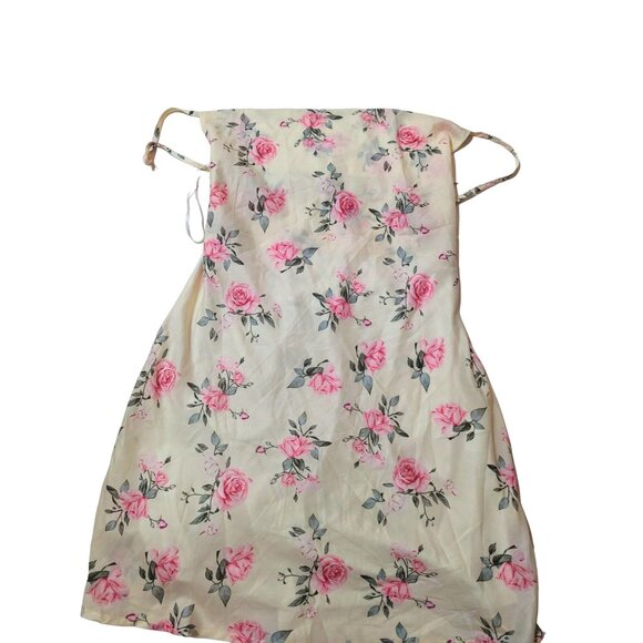 Reverse Womens Backless Dress Size L Yellow Pink Floral Strappy Rose Print Chic - Picture 5 of 12